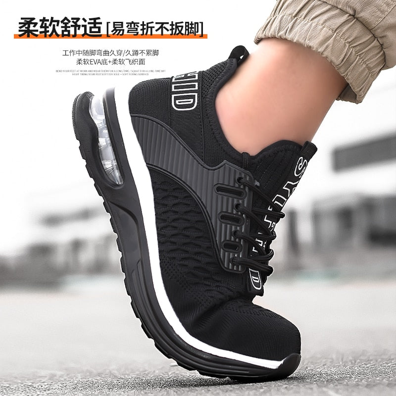 Steel Toe Shoes Air Cushion Men Safety Puncture-Proof Work Boots