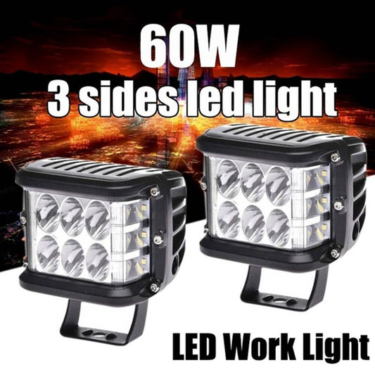 3 Side Shooter LED Work Light 4" inch 60W 12V 24V Work Light for Boat Car Tractor Truck 4x4